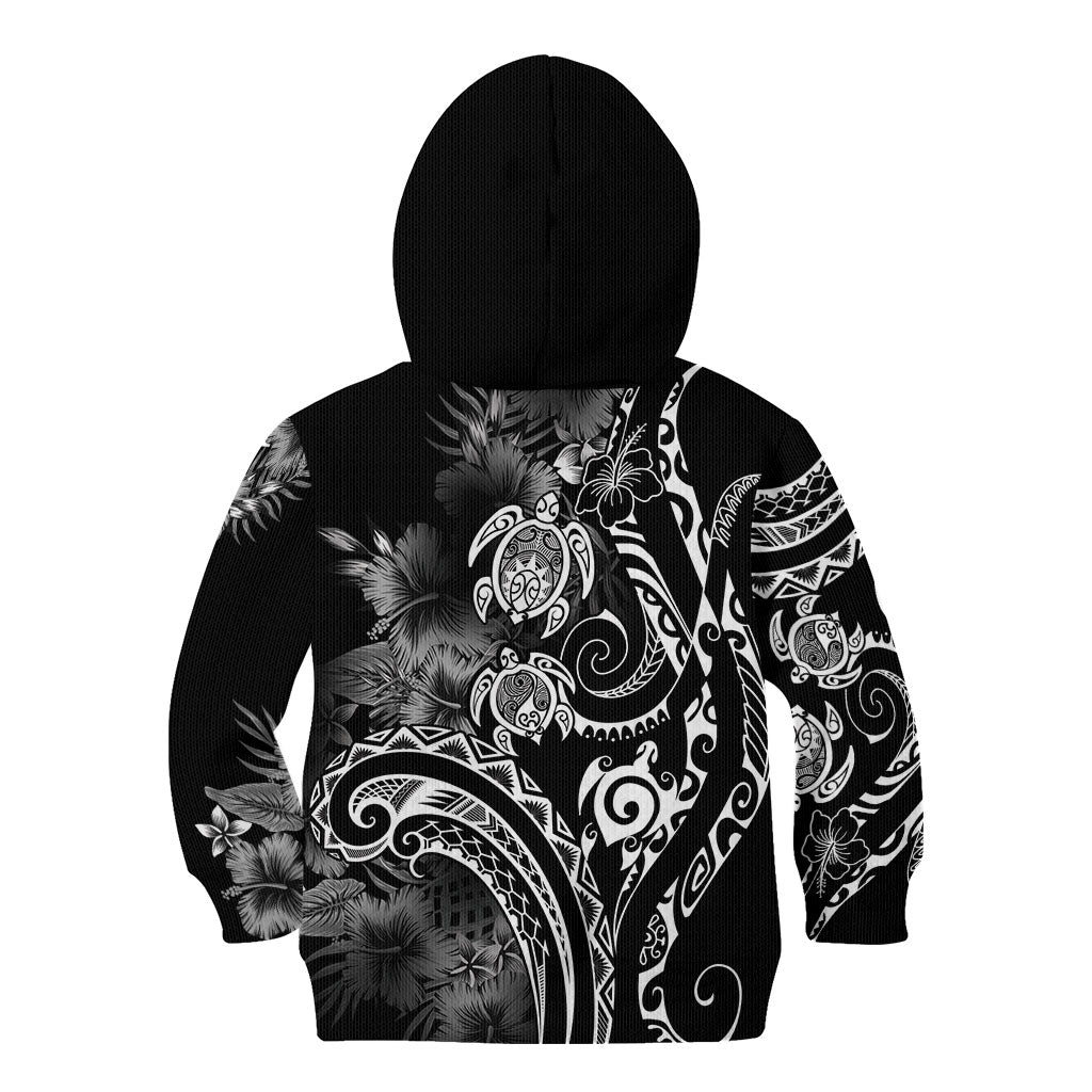 Aloha Hawaii Turtles Floral Kid Hoodie Obsidian Glaze
