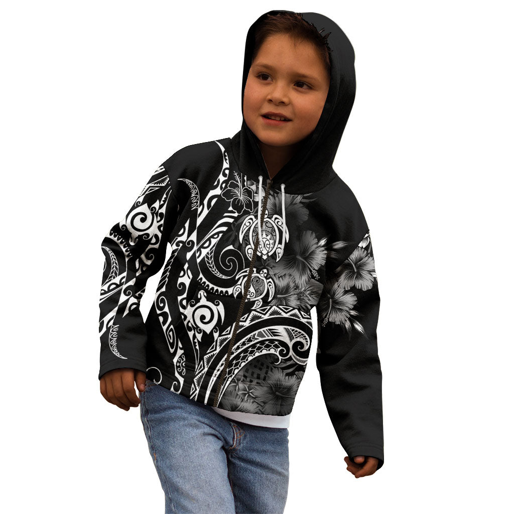 Aloha Hawaii Turtles Floral Kid Hoodie Obsidian Glaze
