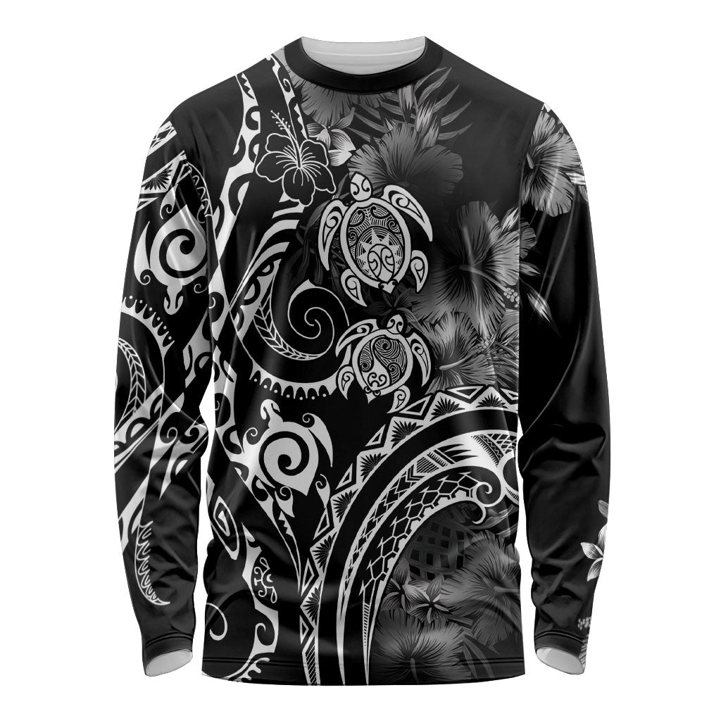 Aloha Hawaii Turtles Floral Long Sleeve Shirt Obsidian Glaze