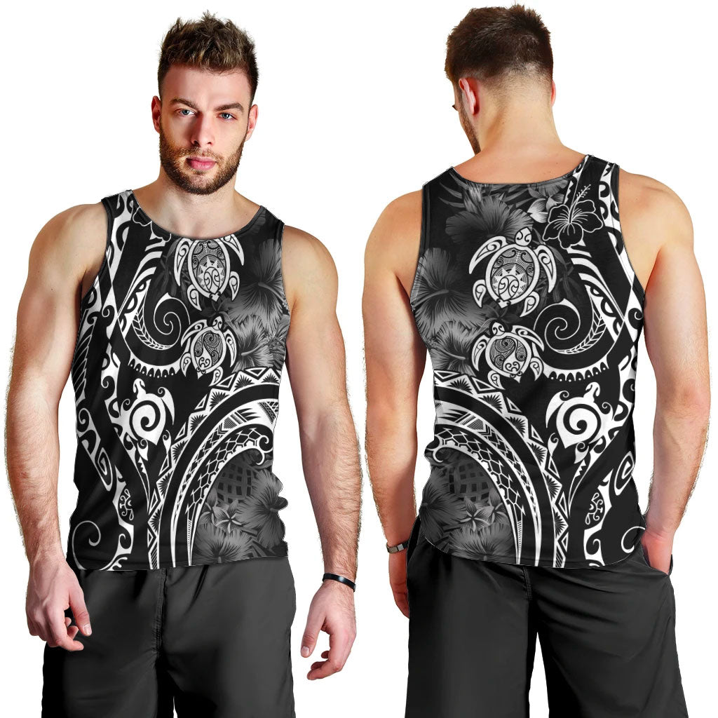 Aloha Hawaii Turtles Floral Men Tank Top Obsidian Glaze