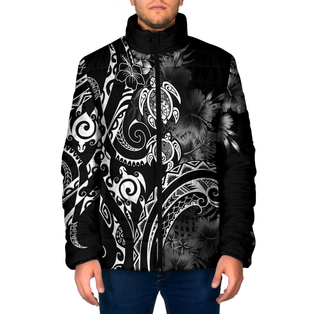 Aloha Hawaii Turtles Floral Padded Jacket Obsidian Glaze