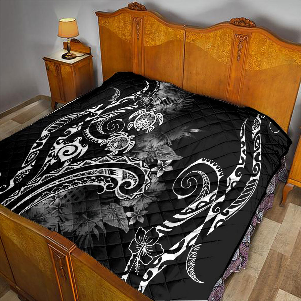 Aloha Hawaii Turtles Floral Quilt Obsidian Glaze