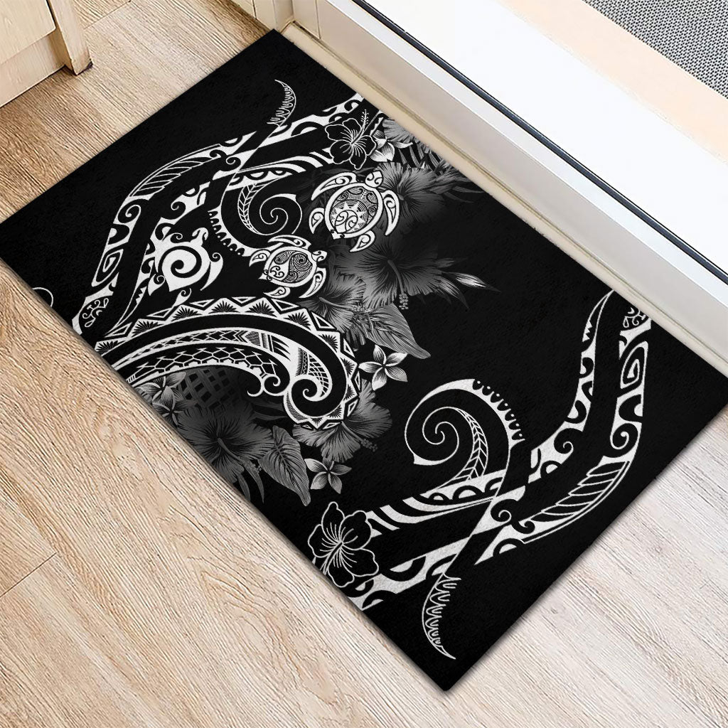 Aloha Hawaii Turtles Floral Rubber Doormat Obsidian Glaze
