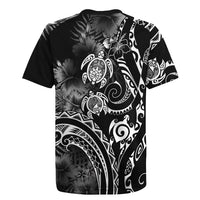 Aloha Hawaii Turtles Floral Rugby Jersey Obsidian Glaze
