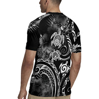 Aloha Hawaii Turtles Floral Rugby Jersey Obsidian Glaze