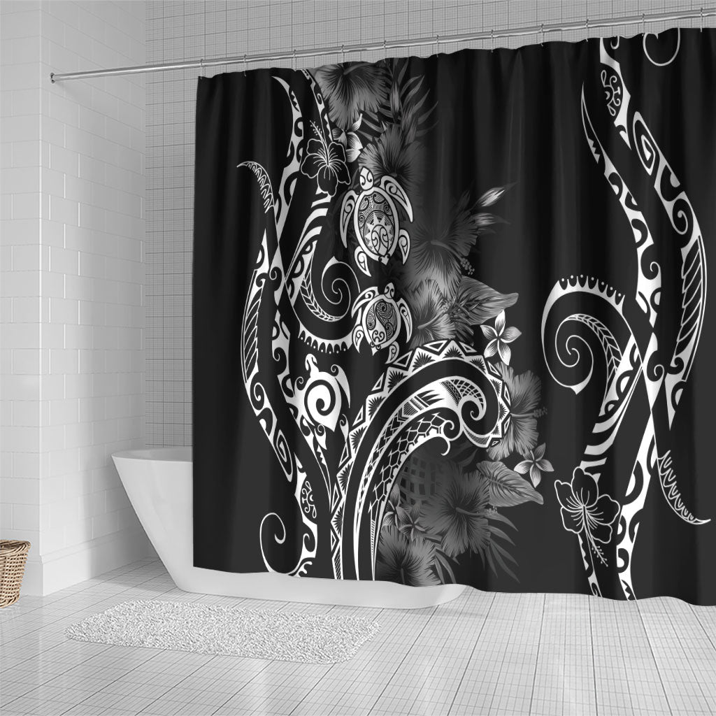 Aloha Hawaii Turtles Floral Shower Curtain Obsidian Glaze