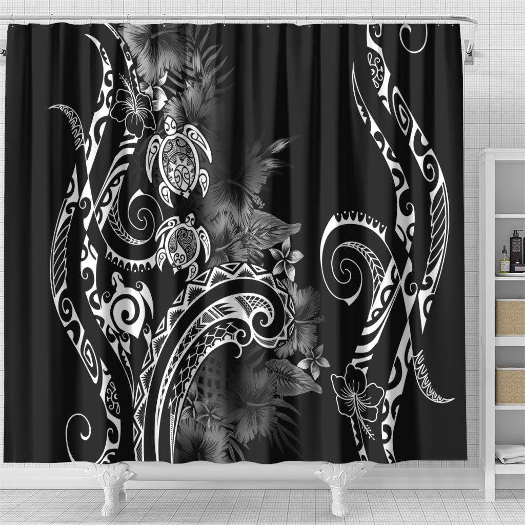Aloha Hawaii Turtles Floral Shower Curtain Obsidian Glaze