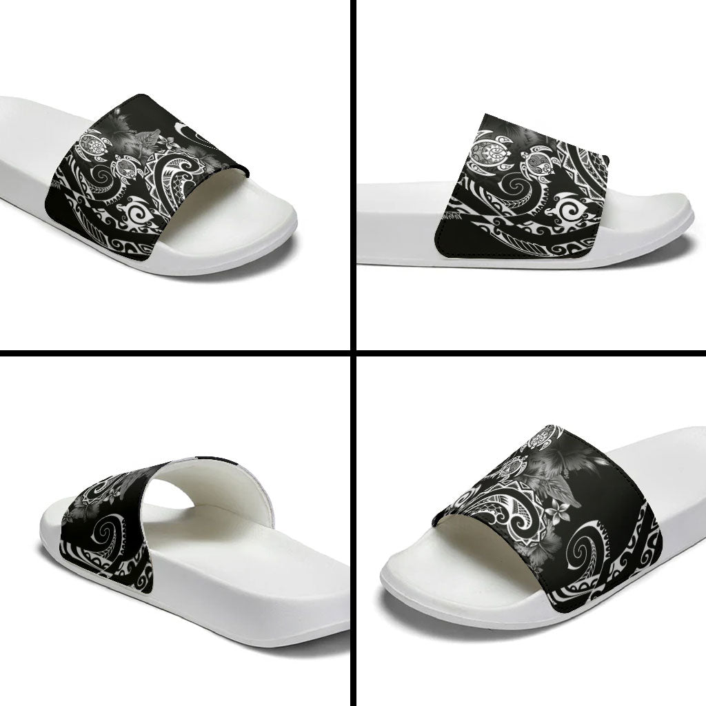 Aloha Hawaii Turtles Floral Slide Sandals Obsidian Glaze
