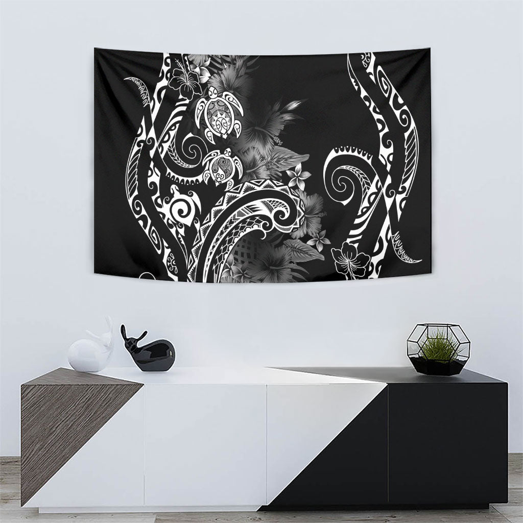 Aloha Hawaii Turtles Floral Tapestry Obsidian Glaze