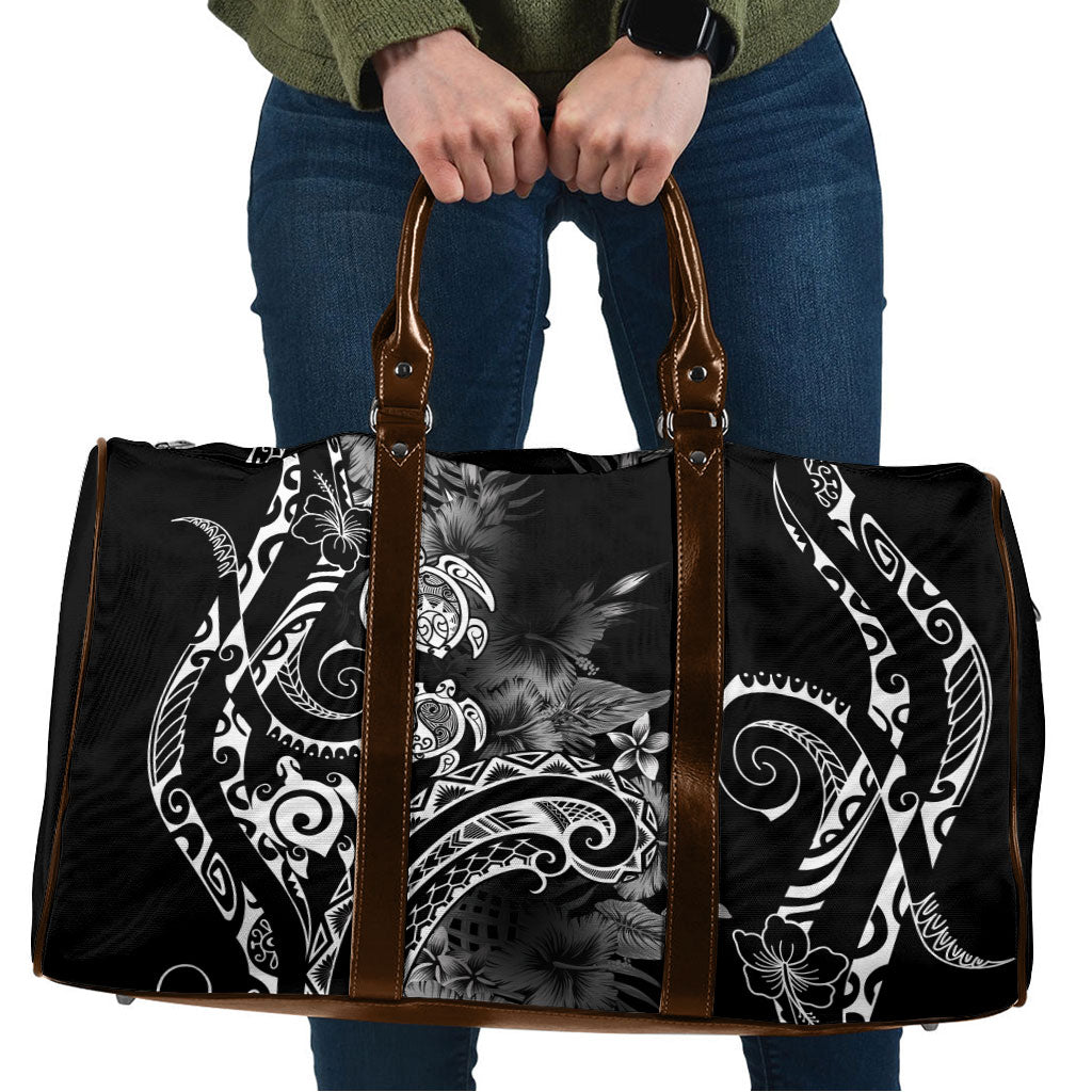 Aloha Hawaii Turtles Floral Travel Bag Obsidian Glaze LT7 Black - Polynesian Pride