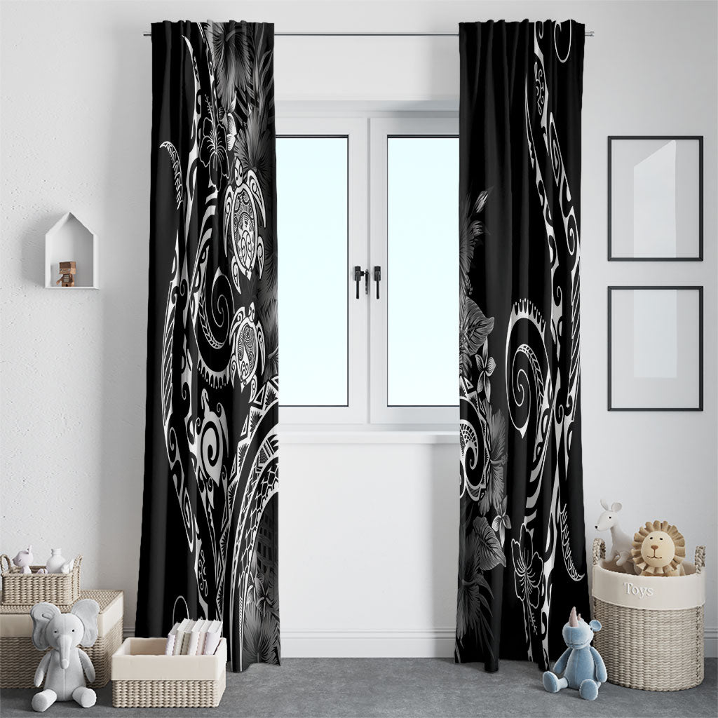 Aloha Hawaii Turtles Floral Window Curtain Obsidian Glaze