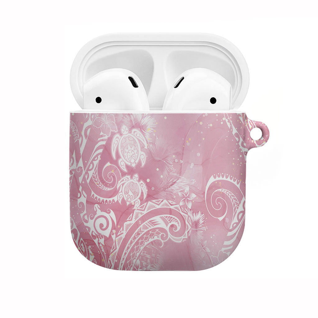 Aloha Hawaii Turtles Floral AirPods Case Pink Marbles Glaze LT7 Pink - Polynesian Pride