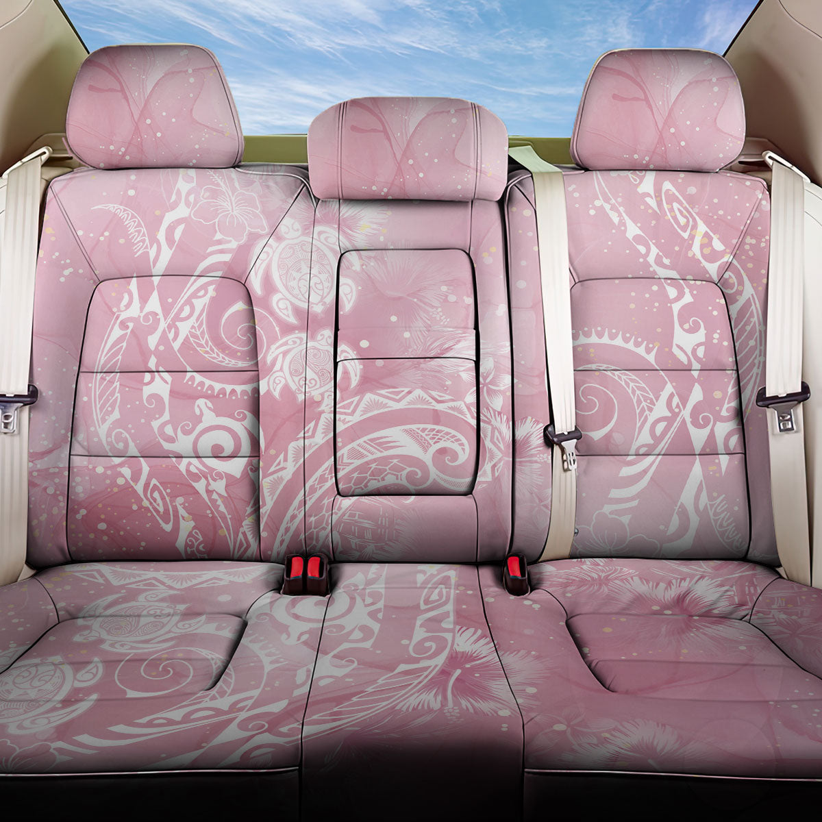 Aloha Hawaii Turtles Floral Back Car Seat Cover Pink Marbles Glaze LT7 One Size Pink - Polynesian Pride