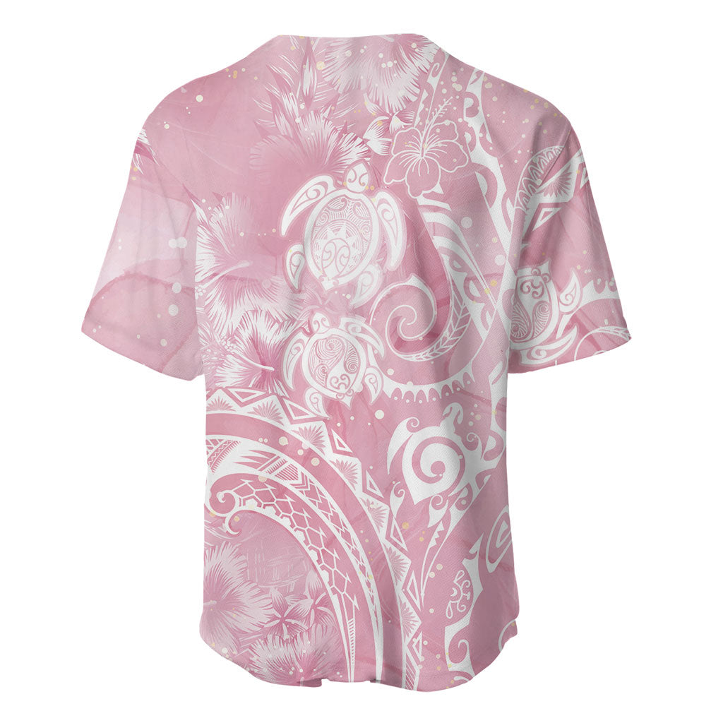 Aloha Hawaii Turtles Floral Baseball Jersey Pink Marbles Glaze