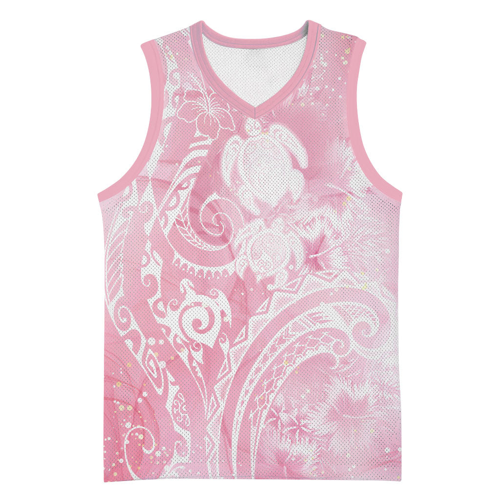 Aloha Hawaii Turtles Floral Basketball Jersey Pink Marbles Glaze LT7 Unisex Pink - Polynesian Pride