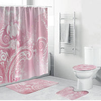 Aloha Hawaii Turtles Floral Bathroom Set Pink Marbles Glaze