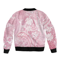 Aloha Hawaii Turtles Floral Bomber Jacket Pink Marbles Glaze