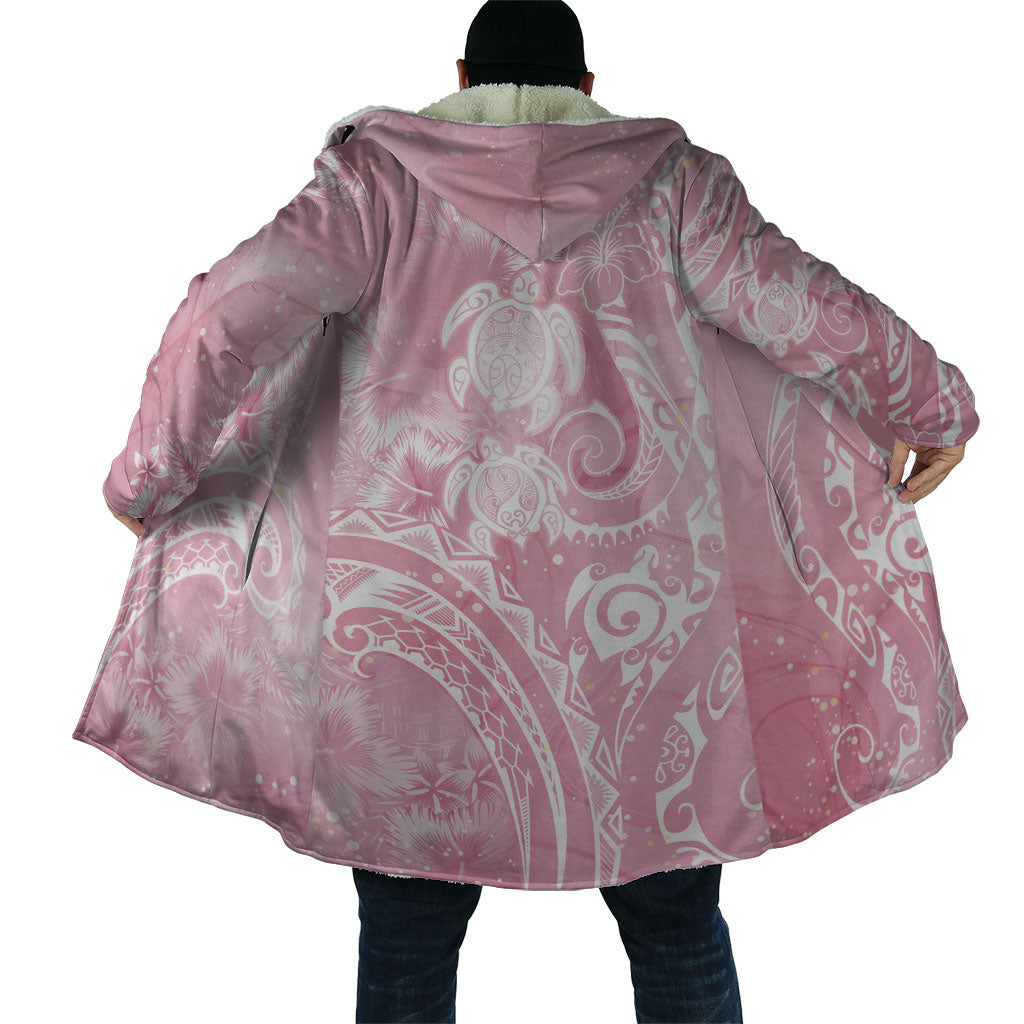 Aloha Hawaii Turtles Floral Cloak Pink Marbles Glaze