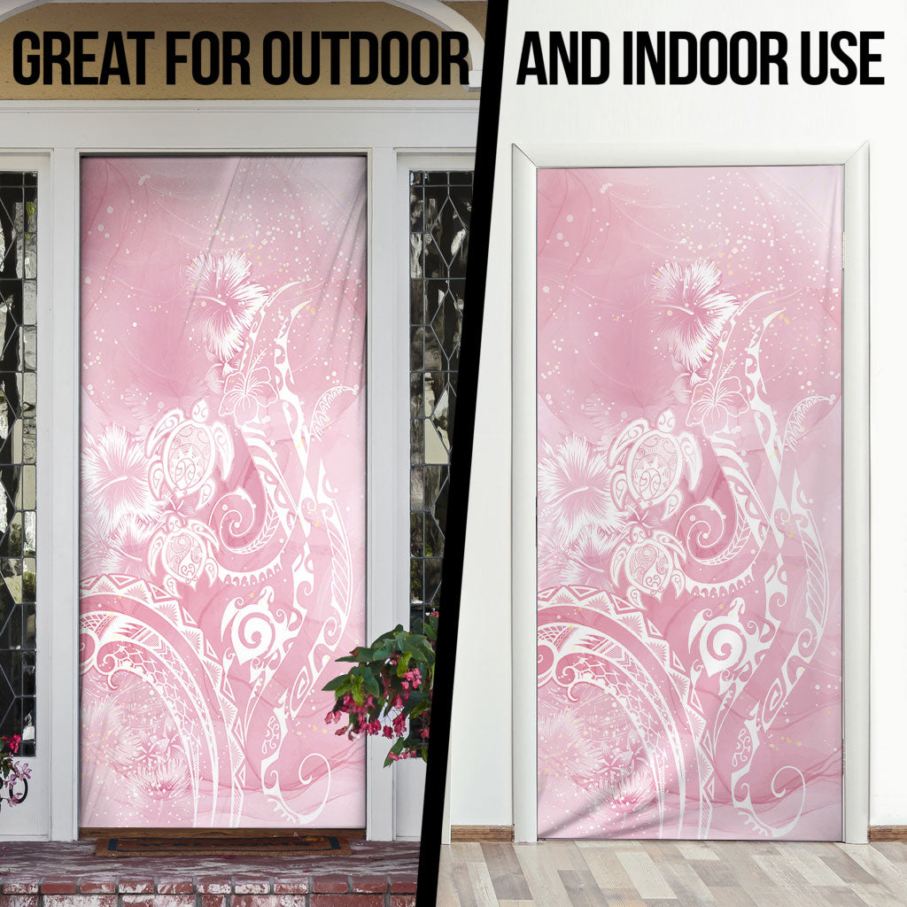 Aloha Hawaii Turtles Floral Door Cover Pink Marbles Glaze