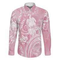 Aloha Hawaii Turtles Floral Family Matching Short Sleeve Bodycon Dress and Hawaiian Shirt Pink Marbles Glaze