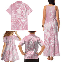 Aloha Hawaii Turtles Floral Family Matching Tank Maxi Dress and Hawaiian Shirt Pink Marbles Glaze