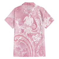 Aloha Hawaii Turtles Floral Family Matching Tank Maxi Dress and Hawaiian Shirt Pink Marbles Glaze