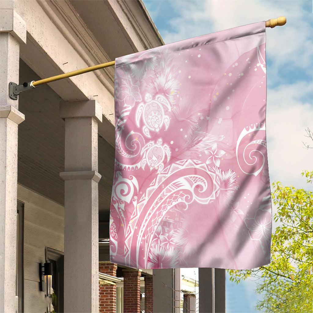 Aloha Hawaii Turtles Floral Garden Flag Pink Marbles Glaze LT7 House Flag Pink - Polynesian Pride