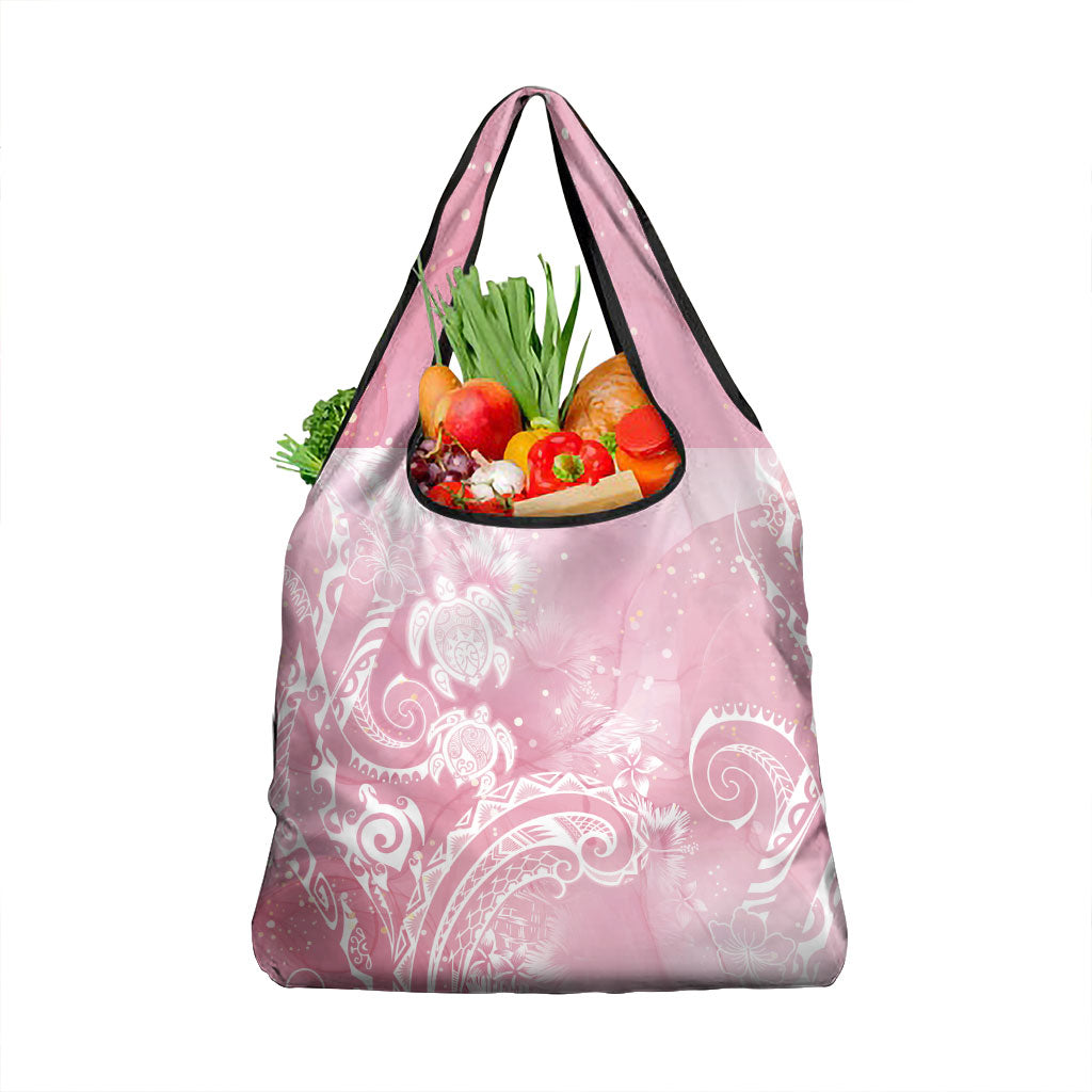 Aloha Hawaii Turtles Floral Grocery Bag Pink Marbles Glaze LT7 1-pack One Size Pink - Polynesian Pride