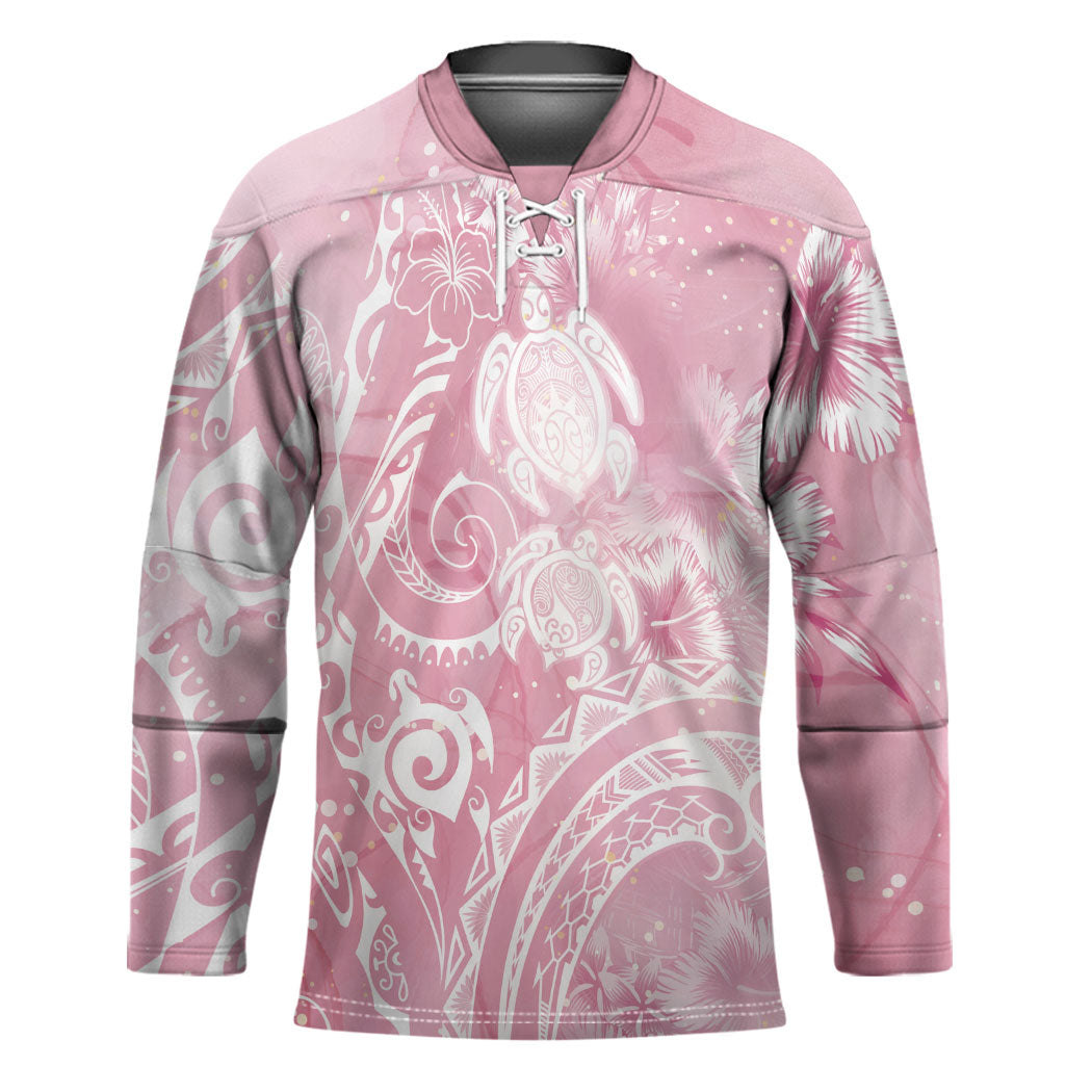 Aloha Hawaii Turtles Floral Hockey Jersey Pink Marbles Glaze LT7 Unisex Pink - Polynesian Pride