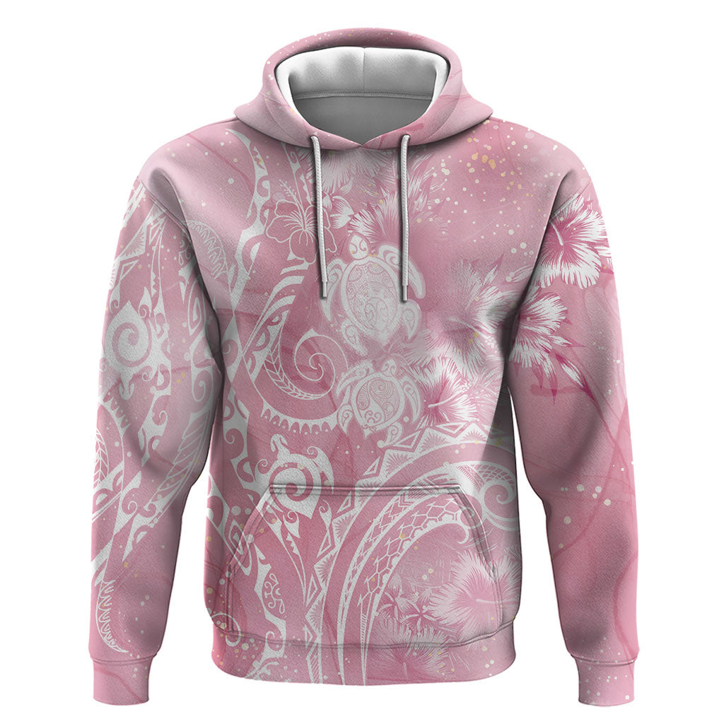 Aloha Hawaii Turtles Floral Hoodie Pink Marbles Glaze LT7 Pullover Hoodie Pink - Polynesian Pride