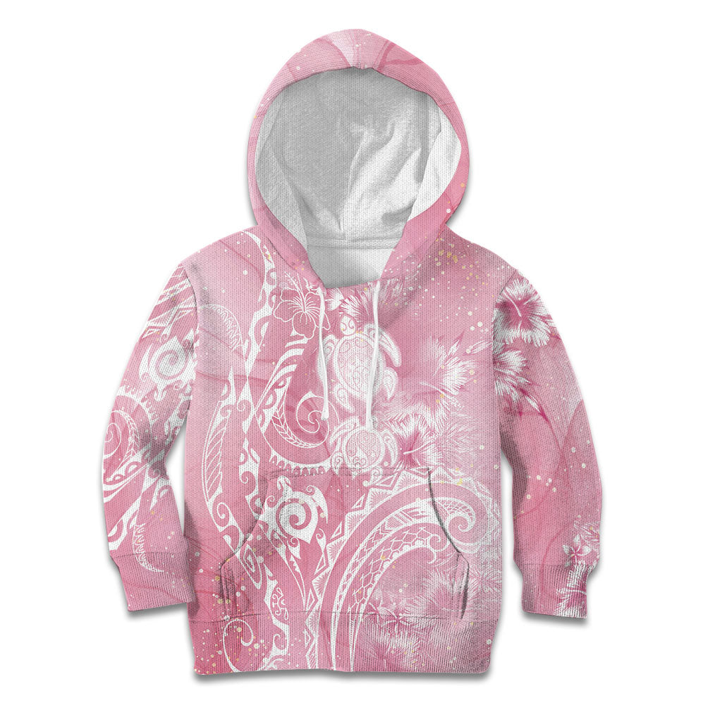 Aloha Hawaii Turtles Floral Kid Hoodie Pink Marbles Glaze LT7 Hoodie Pink - Polynesian Pride