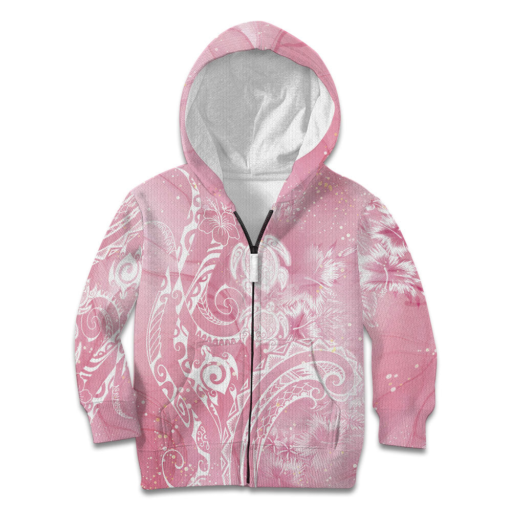 Aloha Hawaii Turtles Floral Kid Hoodie Pink Marbles Glaze