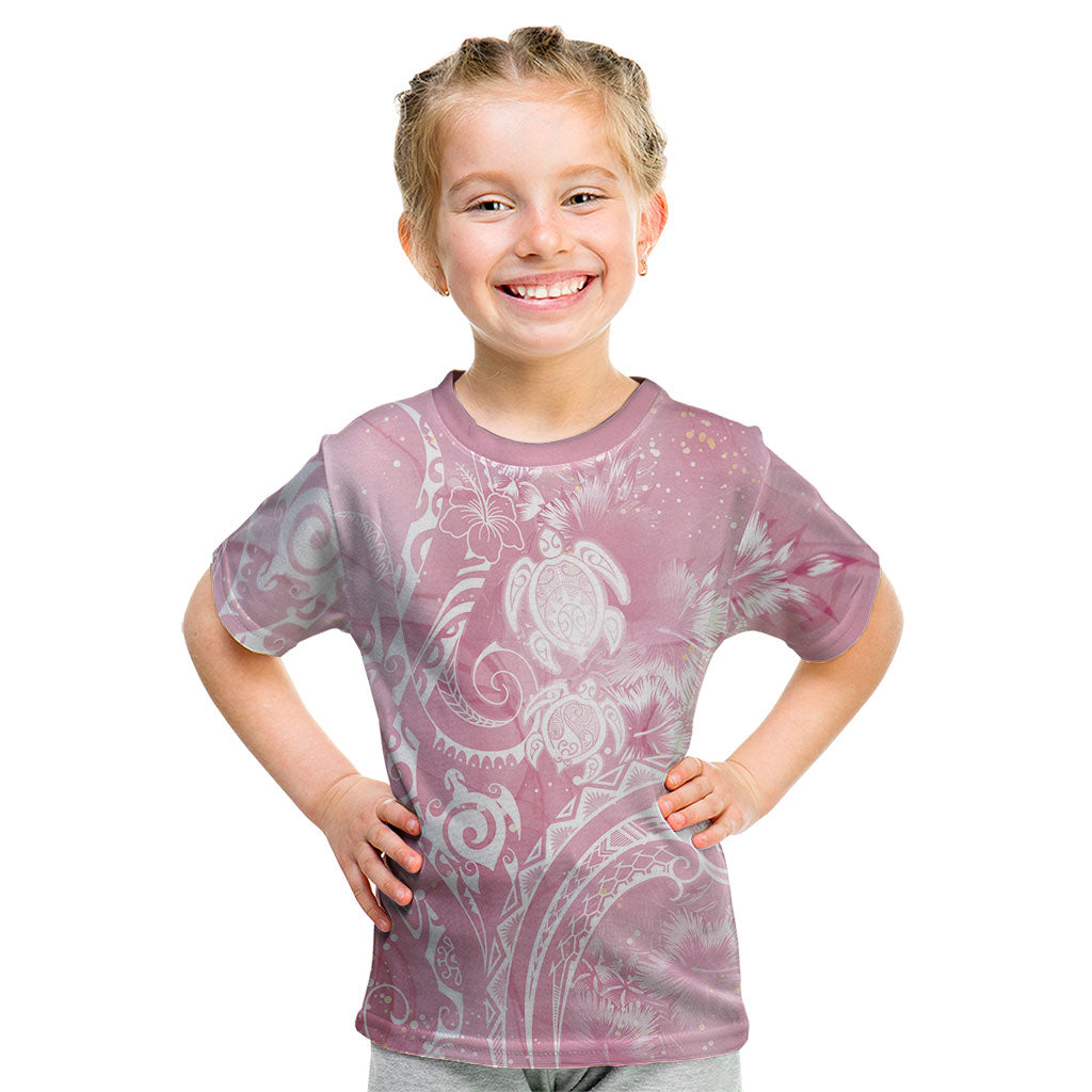 Aloha Hawaii Turtles Floral Kid T Shirt Pink Marbles Glaze LT7 Pink - Polynesian Pride
