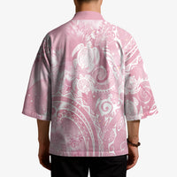Aloha Hawaii Turtles Floral Kimono Pink Marbles Glaze
