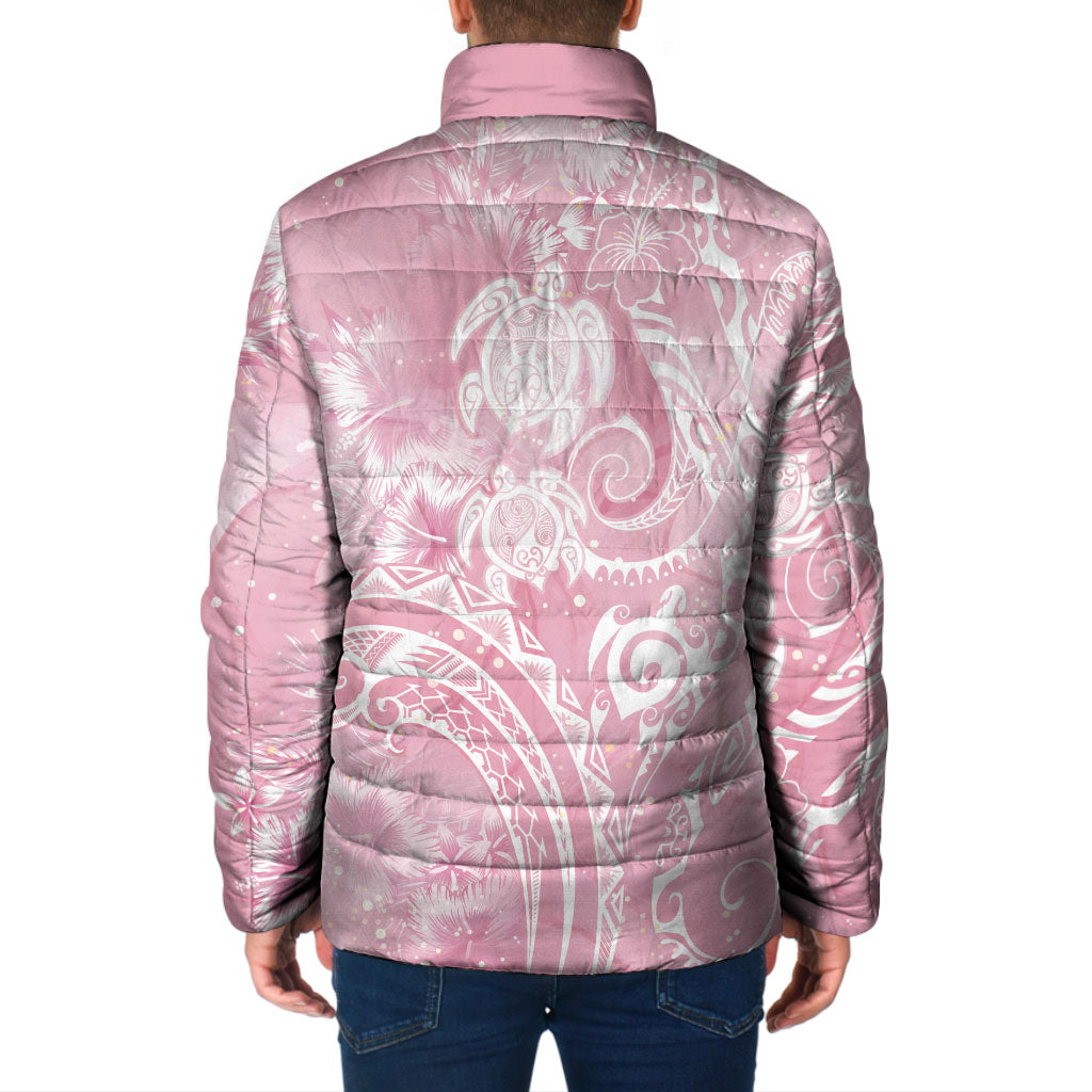 Aloha Hawaii Turtles Floral Padded Jacket Pink Marbles Glaze