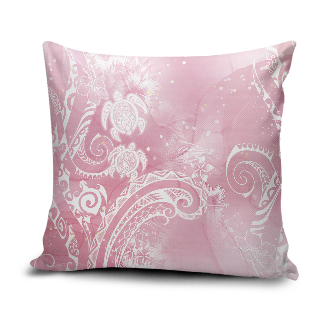 Aloha Hawaii Turtles Floral Pillow Cover Pink Marbles Glaze LT7 Pink - Polynesian Pride