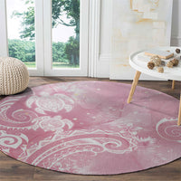 Aloha Hawaii Turtles Floral Round Carpet Pink Marbles Glaze
