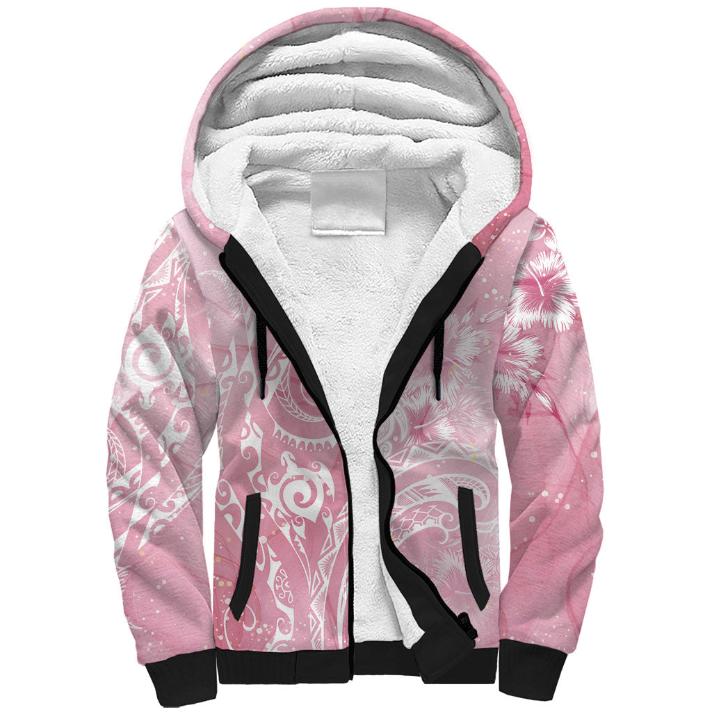 Aloha Hawaii Turtles Floral Sherpa Hoodie Pink Marbles Glaze LT7 Unisex Pink - Polynesian Pride
