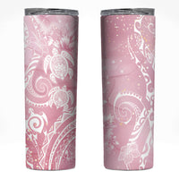 Aloha Hawaii Turtles Floral Skinny Tumbler Pink Marbles Glaze