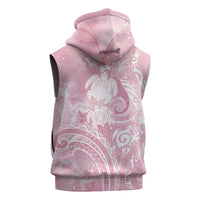 Aloha Hawaii Turtles Floral Sleeveless Hoodie Pink Marbles Glaze