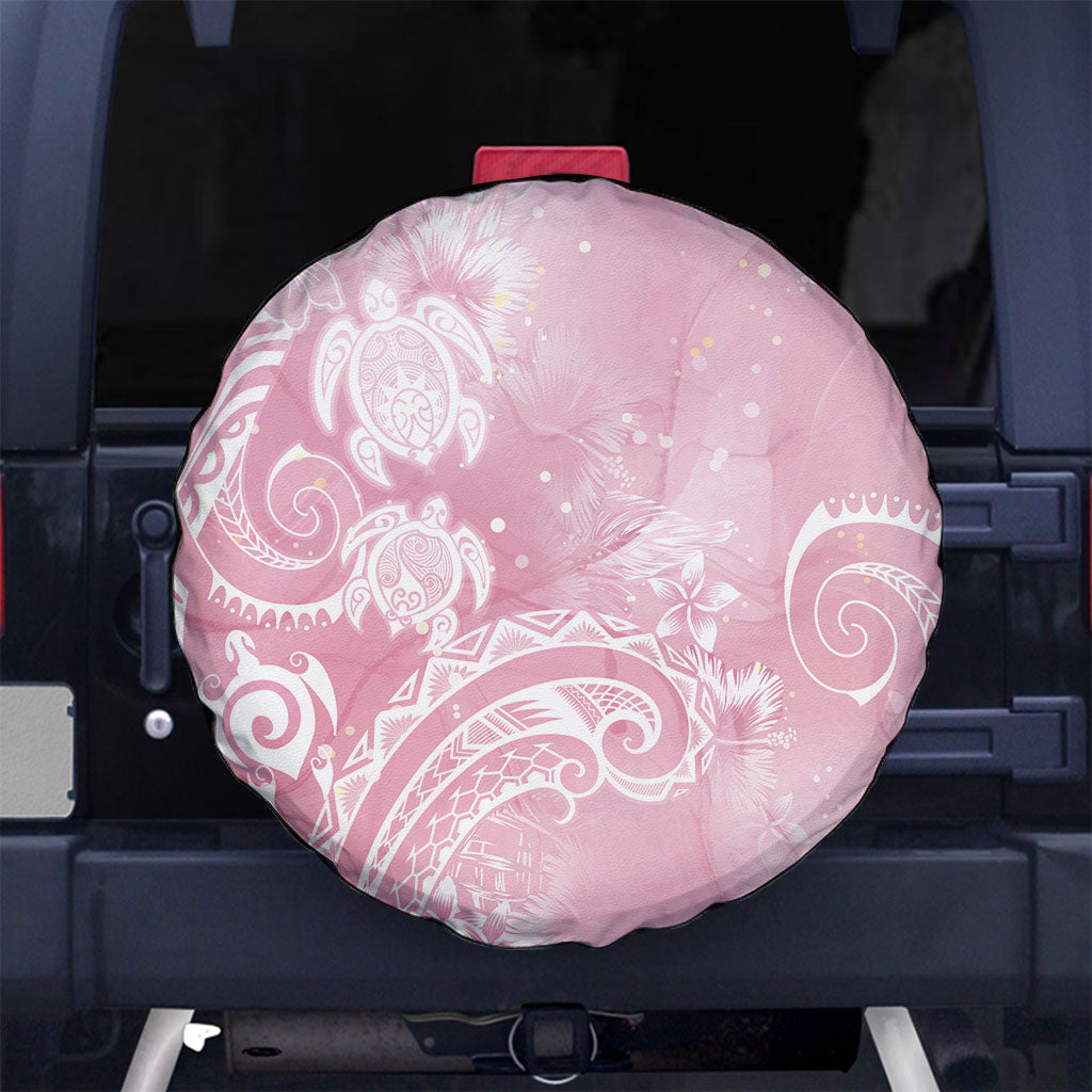 Aloha Hawaii Turtles Floral Spare Tire Cover Pink Marbles Glaze LT7 No hole Pink - Polynesian Pride