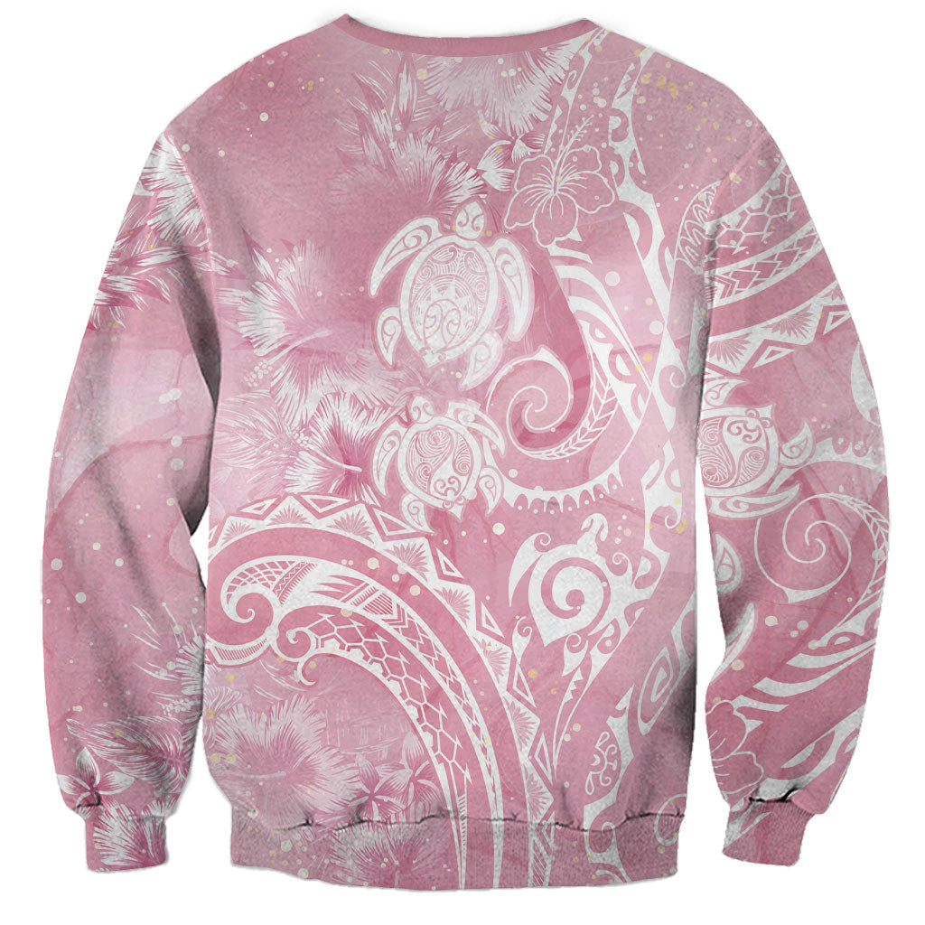 Aloha Hawaii Turtles Floral Sweatshirt Pink Marbles Glaze