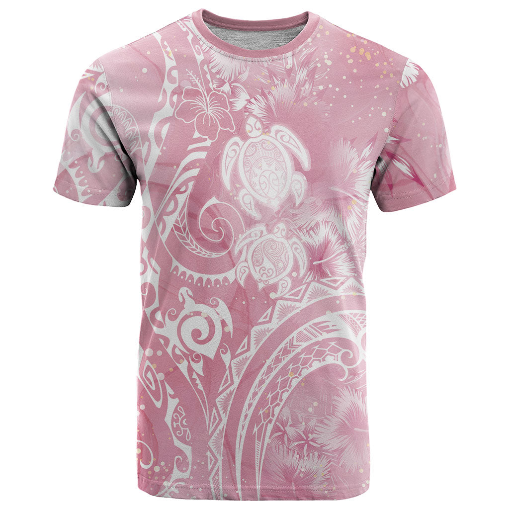 Aloha Hawaii Turtles Floral T Shirt Pink Marbles Glaze LT7 Pink - Polynesian Pride