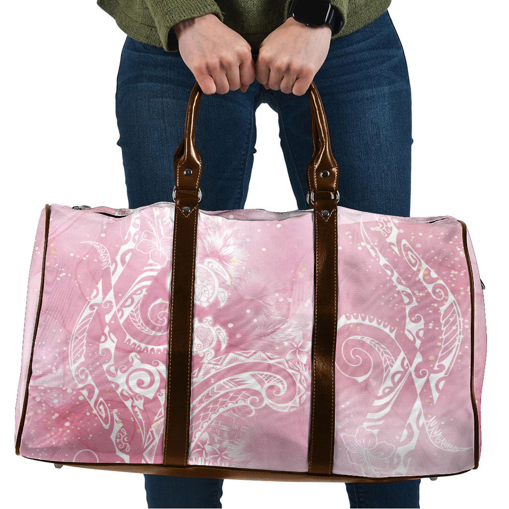 Aloha Hawaii Turtles Floral Travel Bag Pink Marbles Glaze LT7 Pink - Polynesian Pride
