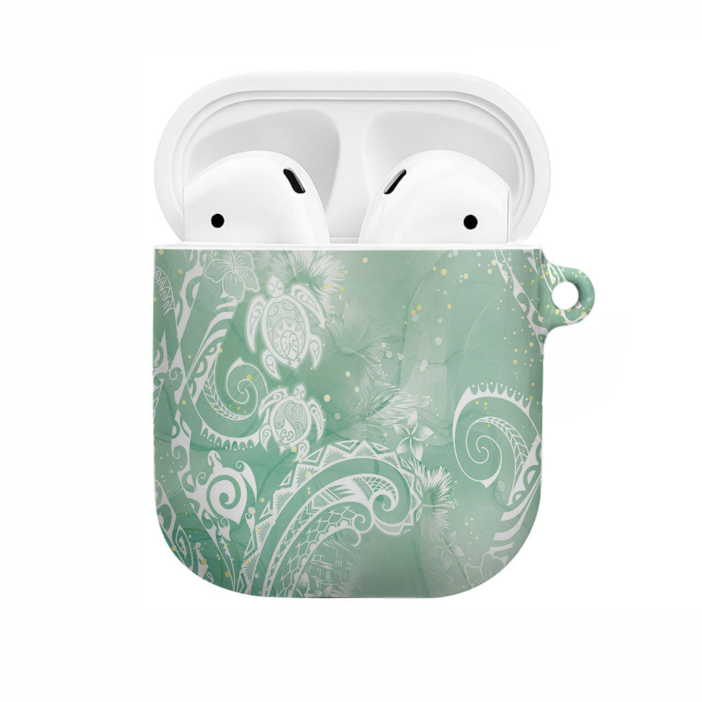 Aloha Hawaii Turtles Floral AirPods Case Seafoam Marbles Glaze LT7 Seafoam - Polynesian Pride