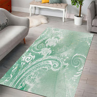 Aloha Hawaii Turtles Floral Area Rug Seafoam Marbles Glaze