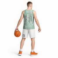 Aloha Hawaii Turtles Floral Basketball Jersey Seafoam Marbles Glaze