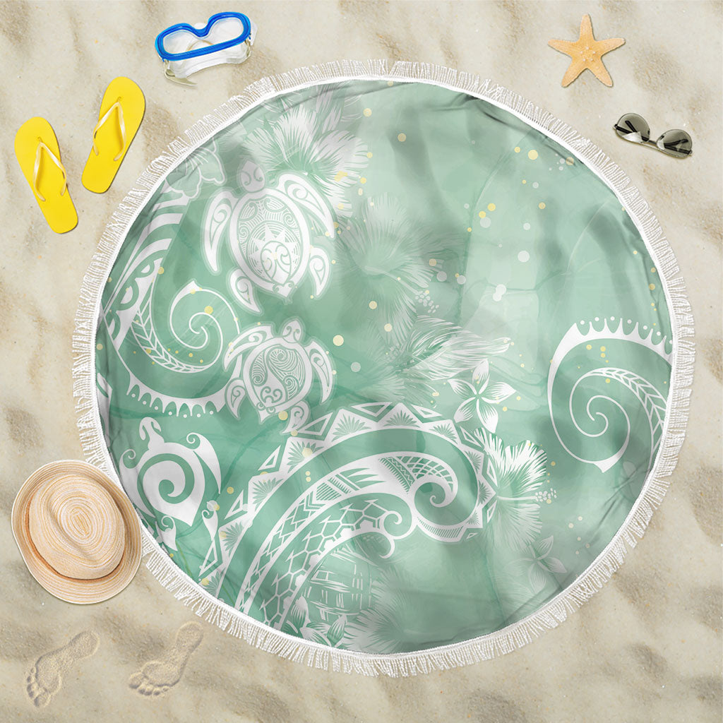 Aloha Hawaii Turtles Floral Beach Blanket Seafoam Marbles Glaze