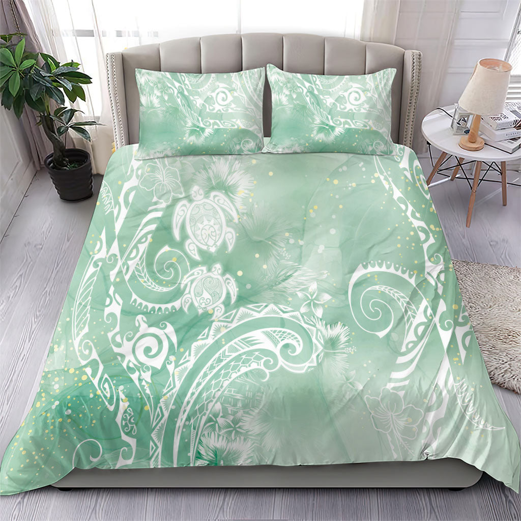 Aloha Hawaii Turtles Floral Bedding Set Seafoam Marbles Glaze