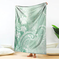 Aloha Hawaii Turtles Floral Blanket Seafoam Marbles Glaze